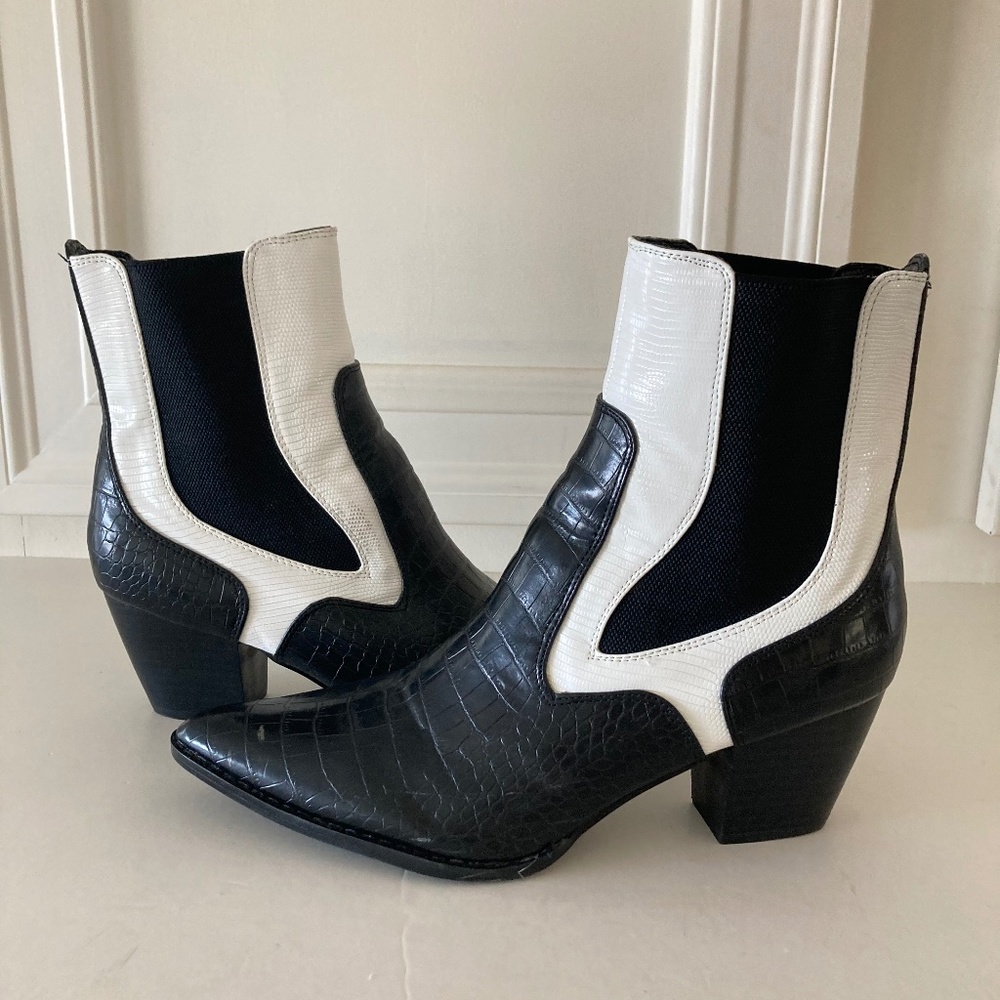 Matisse Two-Tone Croc-Embossed Ankle Boots